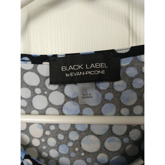 Black Label Evan-Piccone Keyhole Cap Sleeve Polka Dot Keyhole Blouse L - Picture 3 of 8